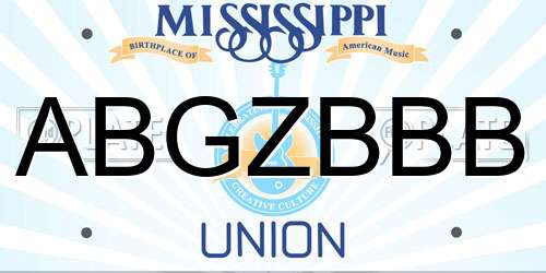 ABGZBBB Mississippi License Plate