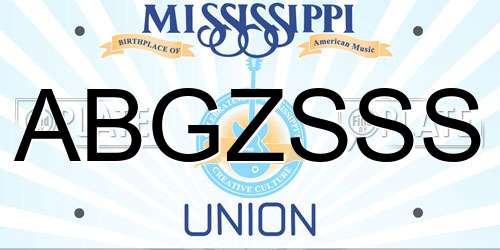 ABGZSSS Mississippi License Plate