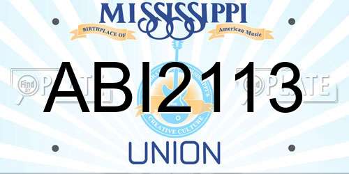 ABI2113 Mississippi License Plate