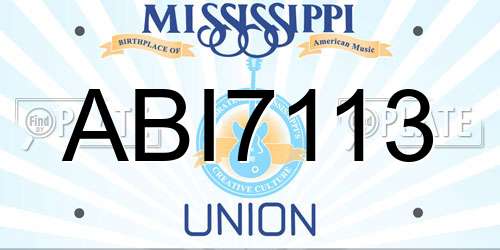ABI7113 Mississippi License Plate