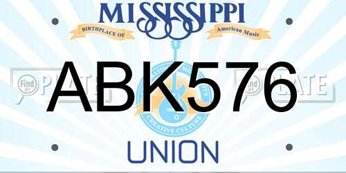 ABK576 Mississippi License Plate