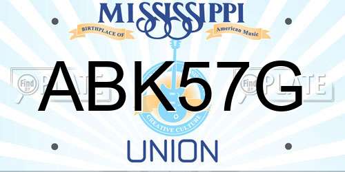 ABK57G Mississippi License Plate