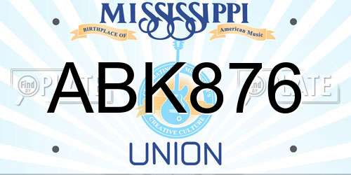 ABK876 Mississippi License Plate