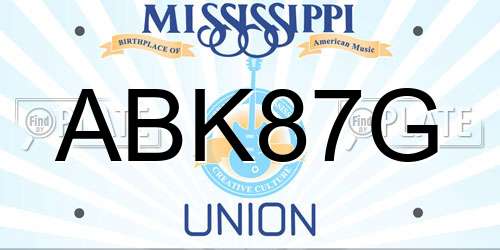 ABK87G Mississippi License Plate