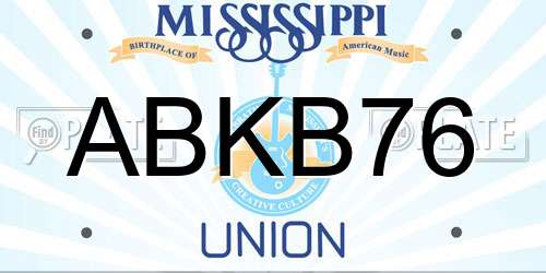 ABKB76 Mississippi License Plate