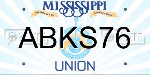 ABKS76 Mississippi License Plate
