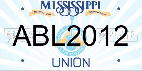 ABL2012 Mississippi License Plate