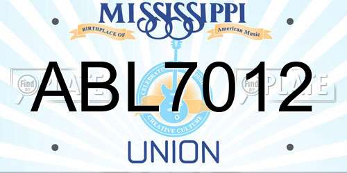 ABL7012 Mississippi License Plate
