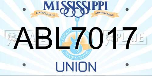 ABL7017 Mississippi License Plate