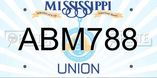 ABM788 Mississippi License Plate
