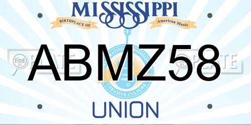 ABMZ58 Mississippi License Plate
