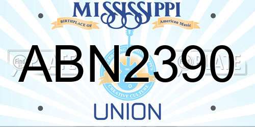 ABN2390 Mississippi License Plate