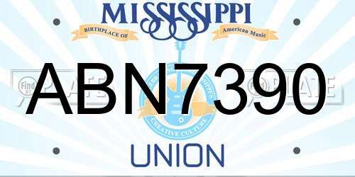 ABN7390 Mississippi License Plate