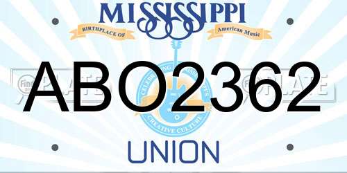 ABO2362 Mississippi License Plate