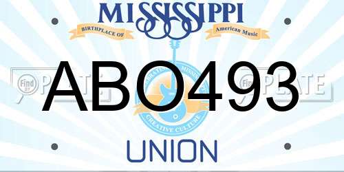 ABO493 Mississippi License Plate