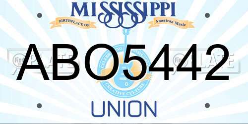 ABO5442 Mississippi License Plate