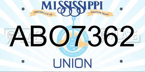 ABO7362 Mississippi License Plate