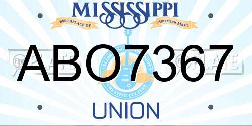 ABO7367 Mississippi License Plate