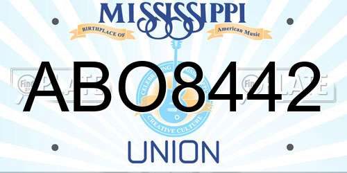ABO8442 Mississippi License Plate
