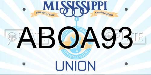 ABOA93 Mississippi License Plate