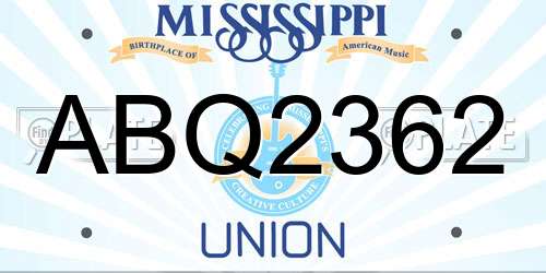 ABQ2362 Mississippi License Plate