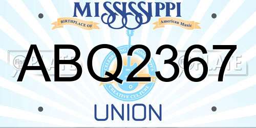 ABQ2367 Mississippi License Plate