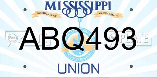 ABQ493 Mississippi License Plate