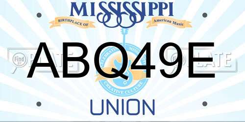 ABQ49E Mississippi License Plate