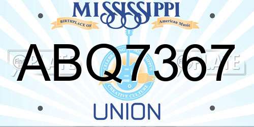 ABQ7367 Mississippi License Plate