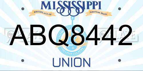 ABQ8442 Mississippi License Plate