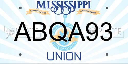 ABQA93 Mississippi License Plate