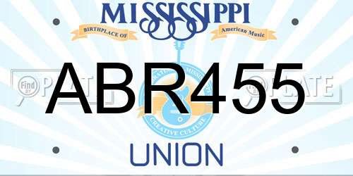 ABR455 Mississippi License Plate