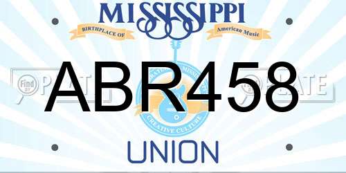 ABR458 Mississippi License Plate