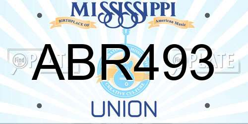 ABR493 Mississippi License Plate