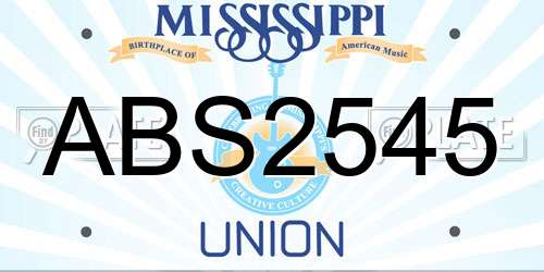 ABS2545 Mississippi License Plate