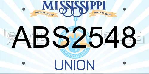 ABS2548 Mississippi License Plate