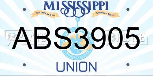 ABS3905 Mississippi License Plate
