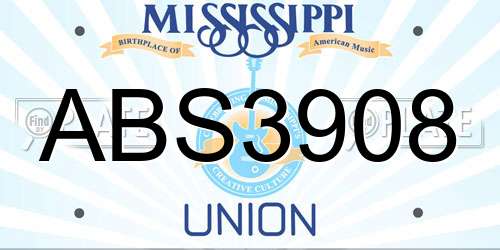 ABS3908 Mississippi License Plate