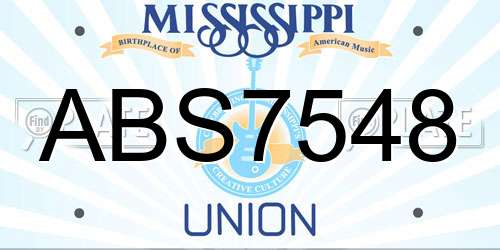 ABS7548 Mississippi License Plate