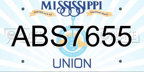 ABS7655 Mississippi License Plate