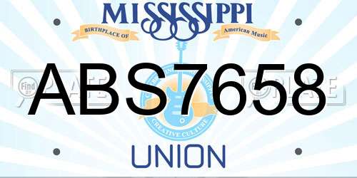ABS7658 Mississippi License Plate