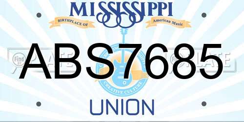 ABS7685 Mississippi License Plate
