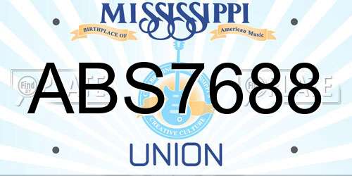 ABS7688 Mississippi License Plate