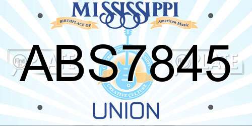 ABS7845 Mississippi License Plate