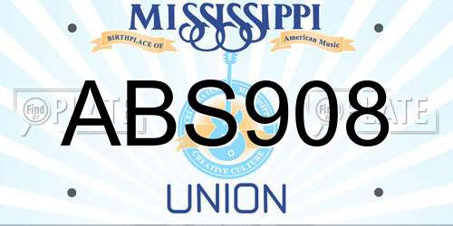ABS908 Mississippi License Plate