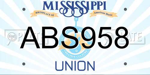 ABS958 Mississippi License Plate