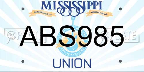 ABS985 Mississippi License Plate