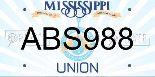 ABS988 Mississippi License Plate