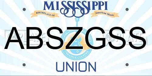 ABSZGSS Mississippi License Plate