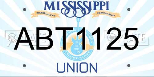 ABT1125 Mississippi License Plate